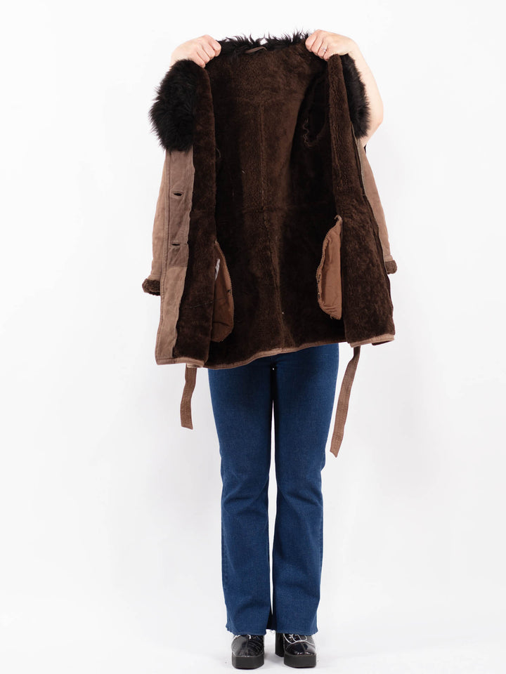Vintage 70's Women Sheepskin Coat in BeigeA0393