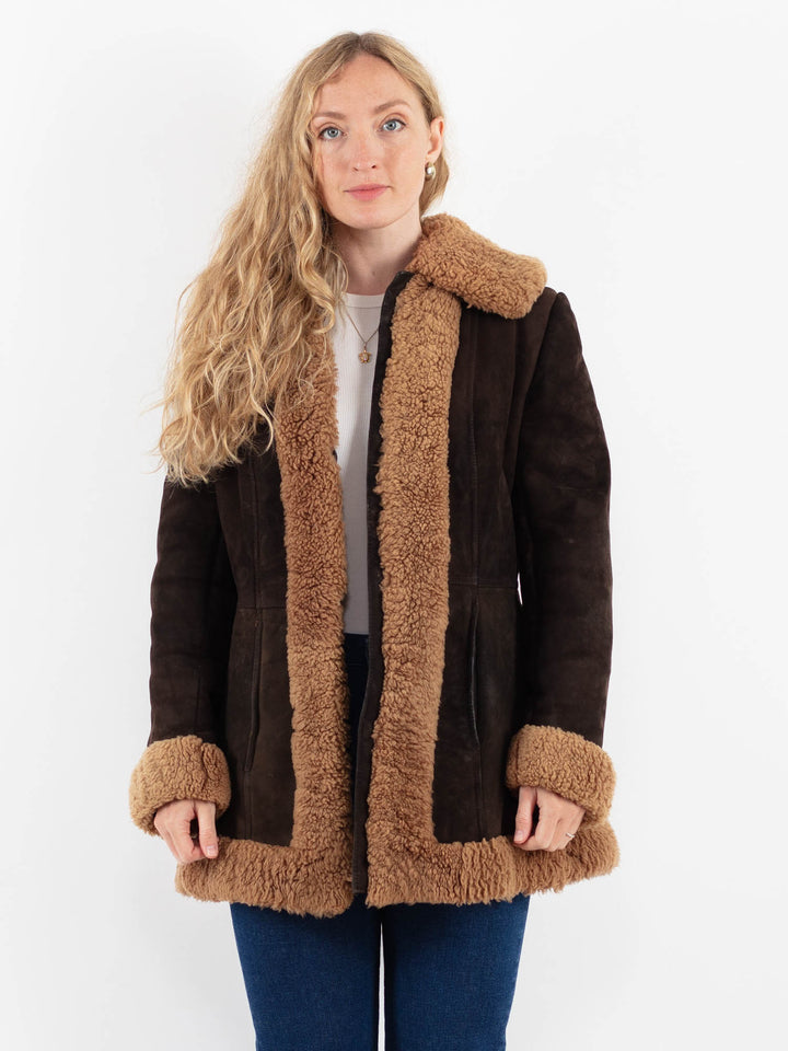 Vintage 70's Women Sheepskin Coat in BrownV9897