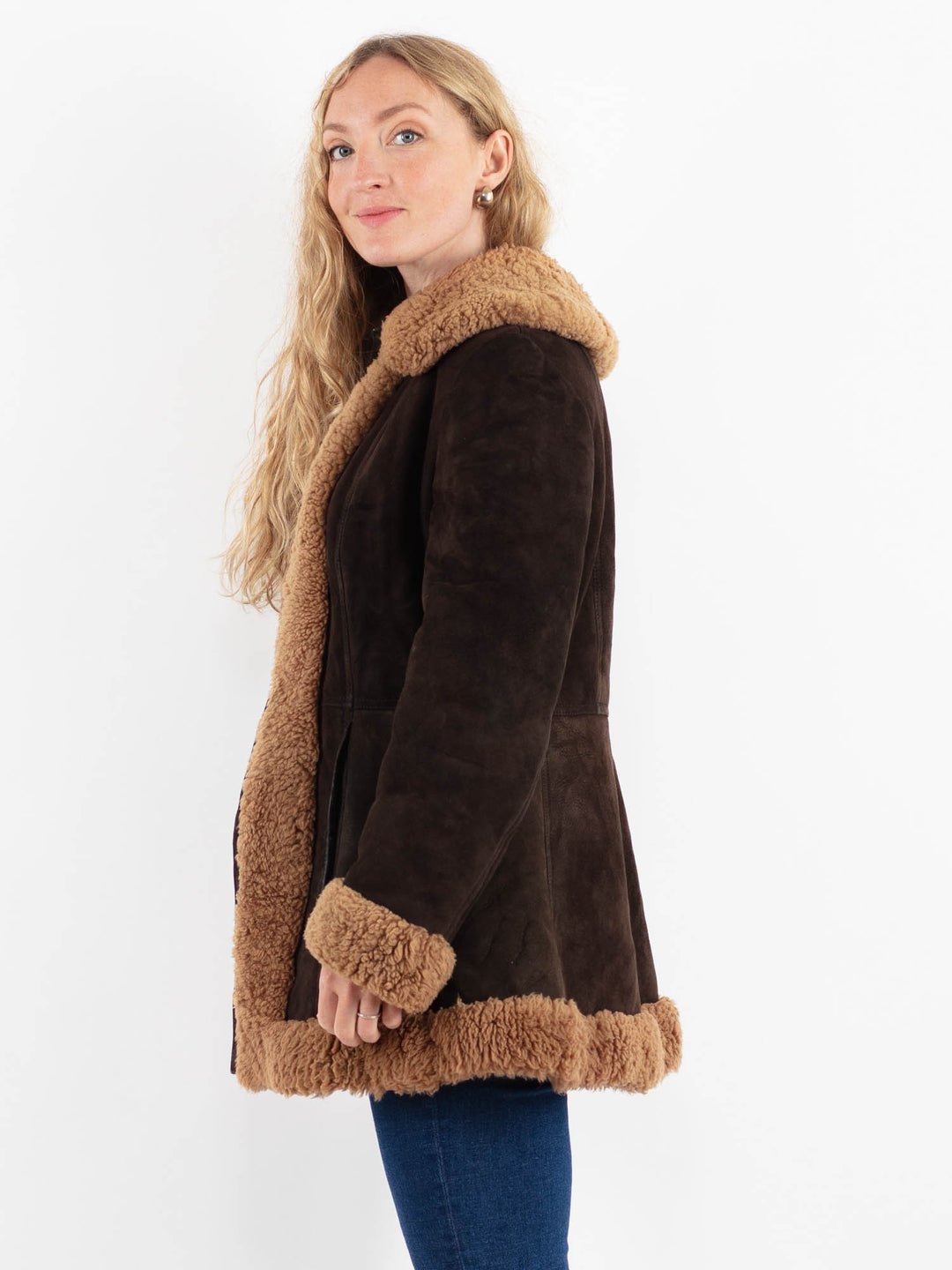Vintage 70's Women Sheepskin Coat in BrownV9897