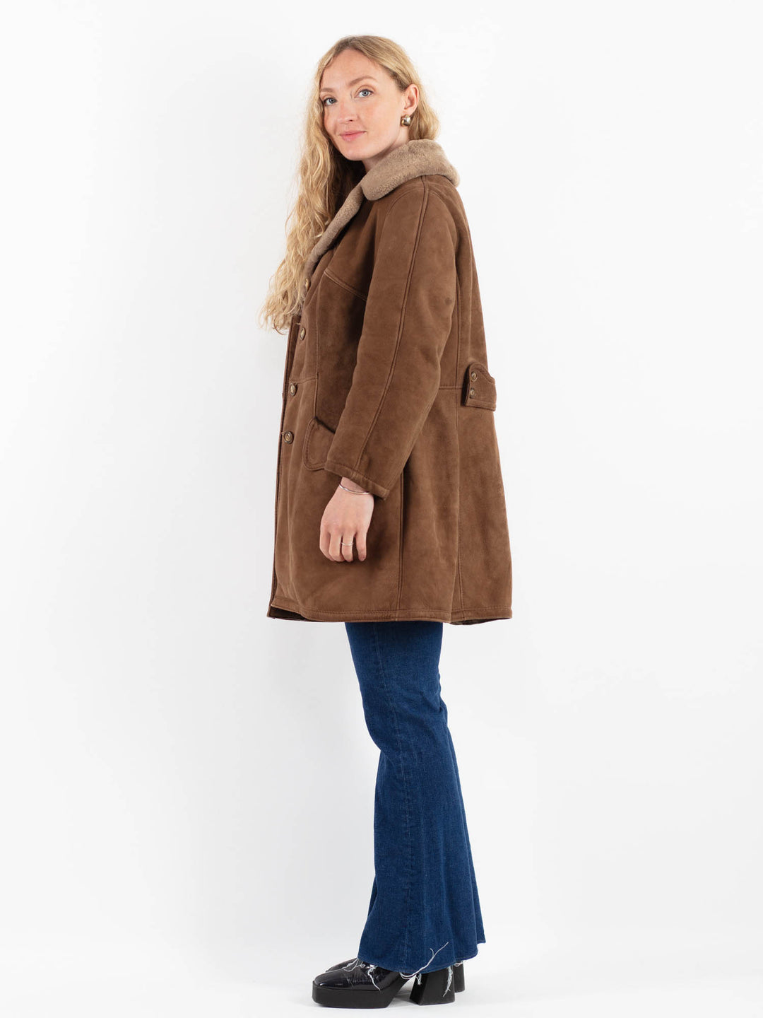 Vintage 70's Women Sheepskin Coat in BrownV9899
