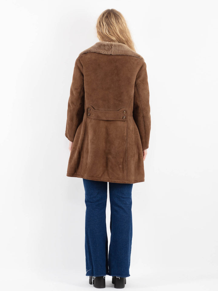 Vintage 70's Women Sheepskin Coat in BrownV9899