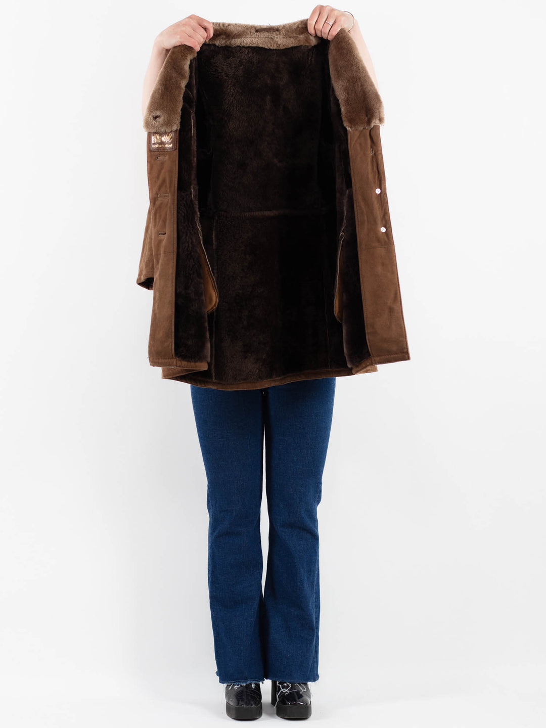 Vintage 70's Women Sheepskin Coat in BrownV9899