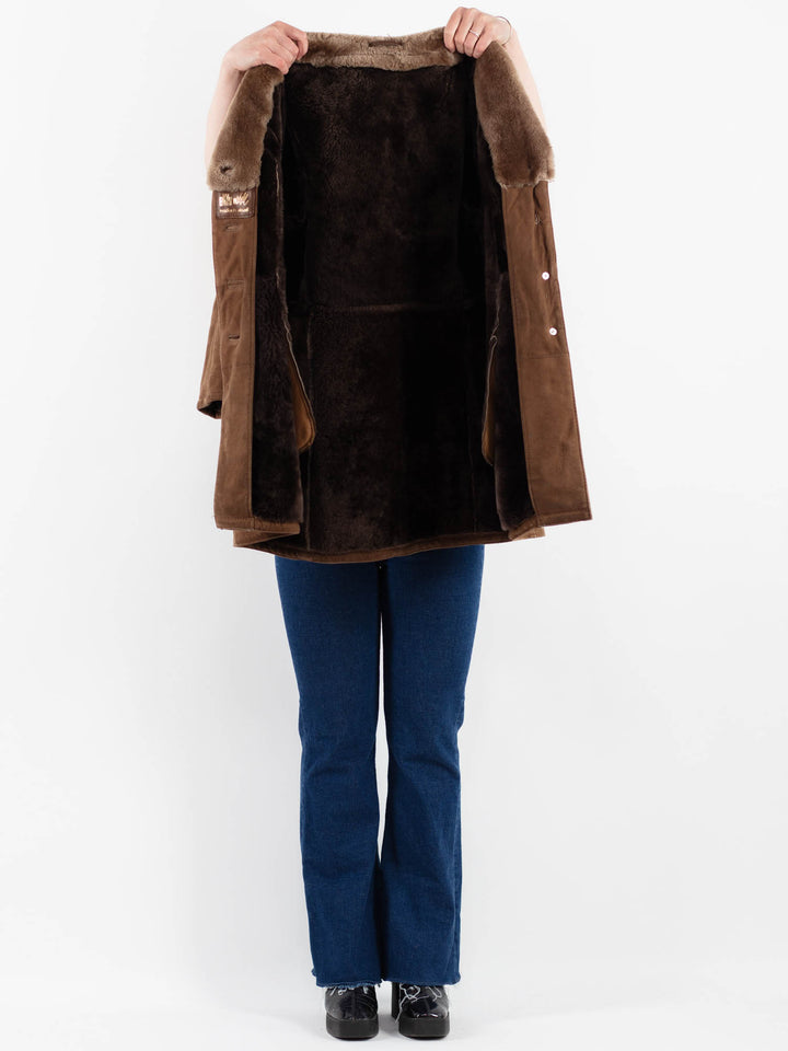 Vintage 70's Women Sheepskin Coat in BrownV9899