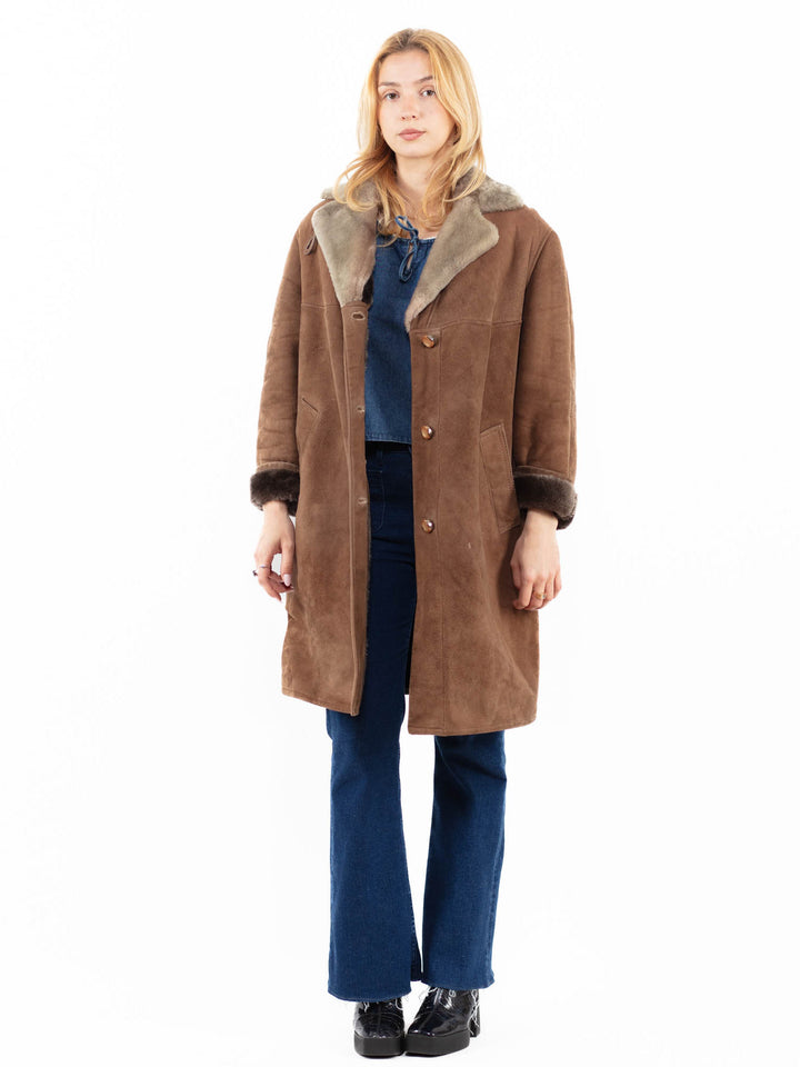 Vintage 70's Women Sheepskin Coat in BrownA0091