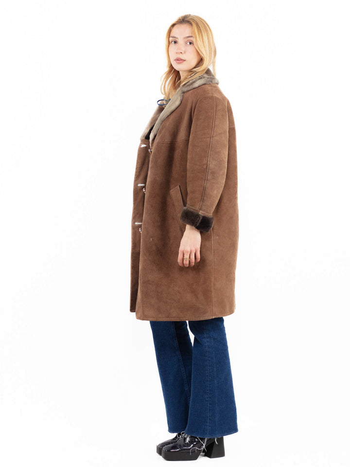 Vintage 70's Women Sheepskin Coat in BrownA0091