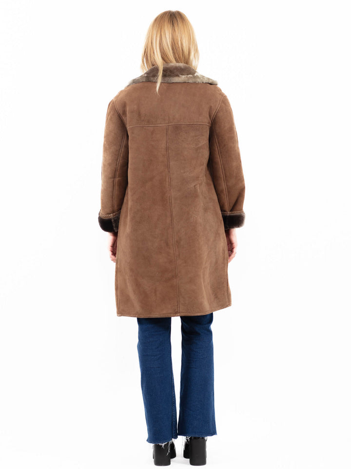Vintage 70's Women Sheepskin Coat in BrownA0091