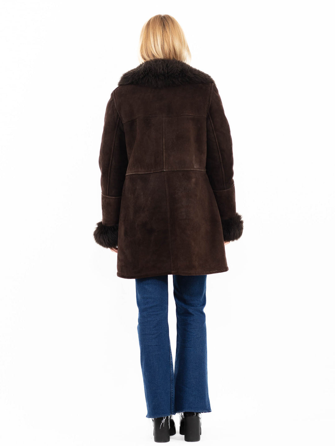 Vintage 70's Women Sheepskin Shearling Coat in BrownA0093