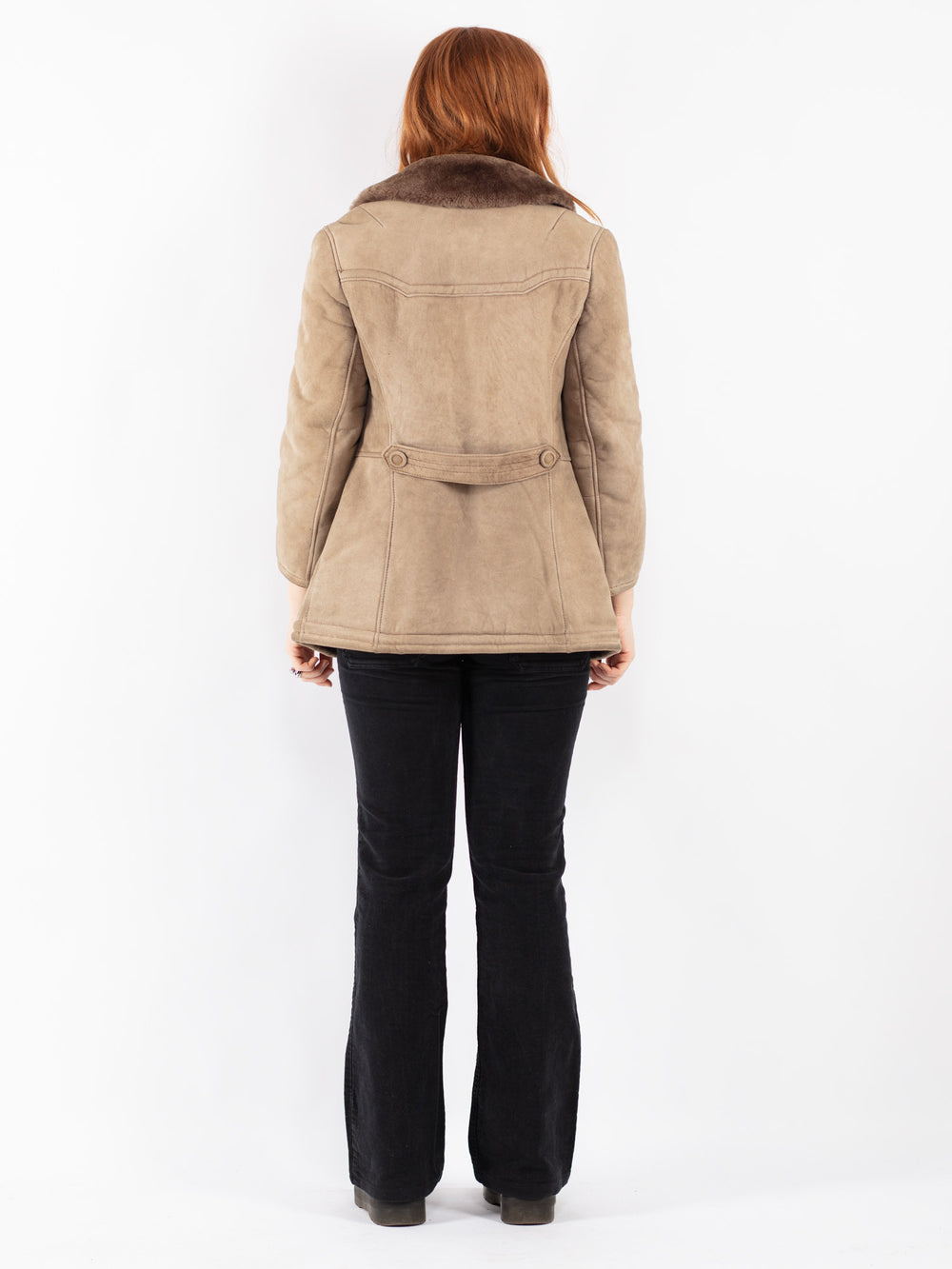 Vintage 70's Women Sheepskin Coat in Beige