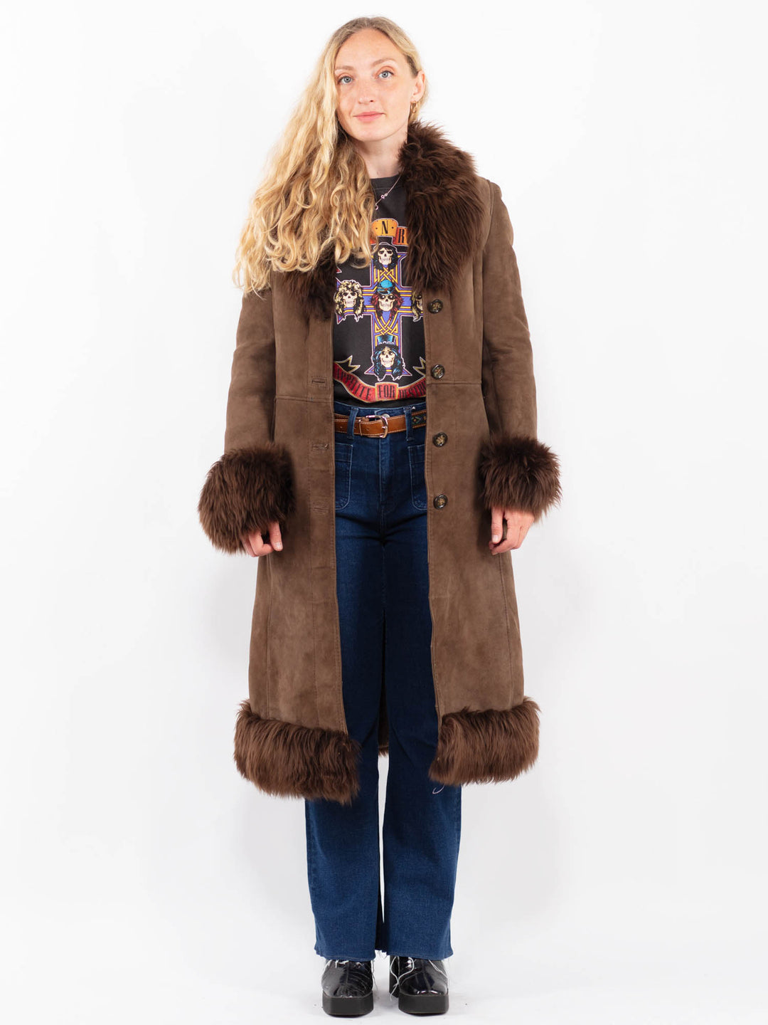 Vintage 70's Women Sheepskin Coat in BrownA0408