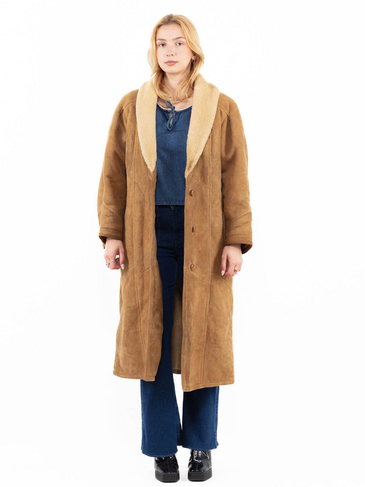 Vintage 70's Women Sheepskin Coat in BeigeA0098