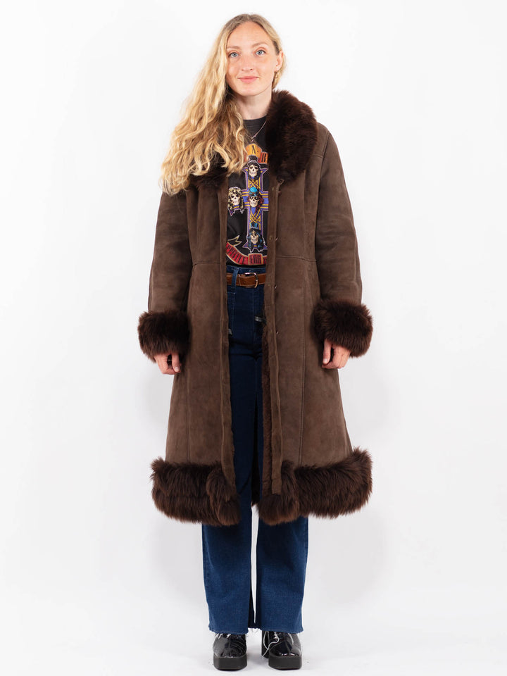Vintage 70's Women Sheepskin Coat in BrownA0410