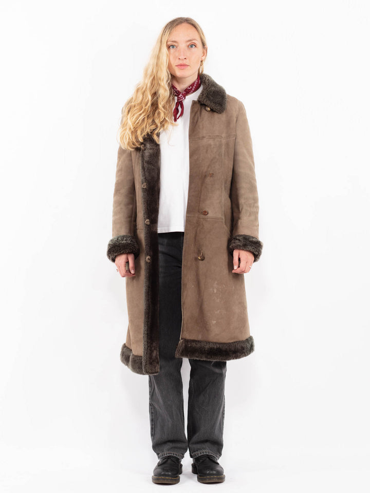 Vintage 70's Women Sheepskin Coat in Brown