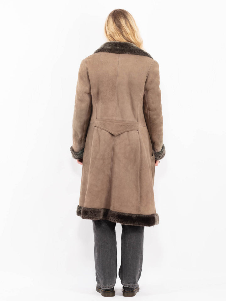 Vintage 70's Women Sheepskin Coat in Brown