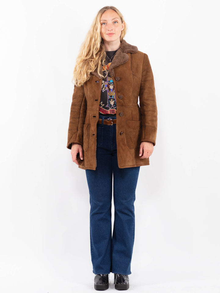 Vintage 70's Women Sheepskin Coat in BrownA0426