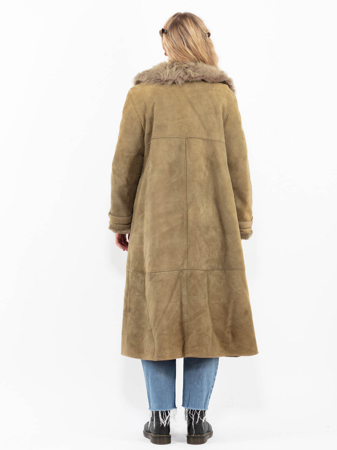 Vintage 70's Women Sheepskin Coat in GreenA0329