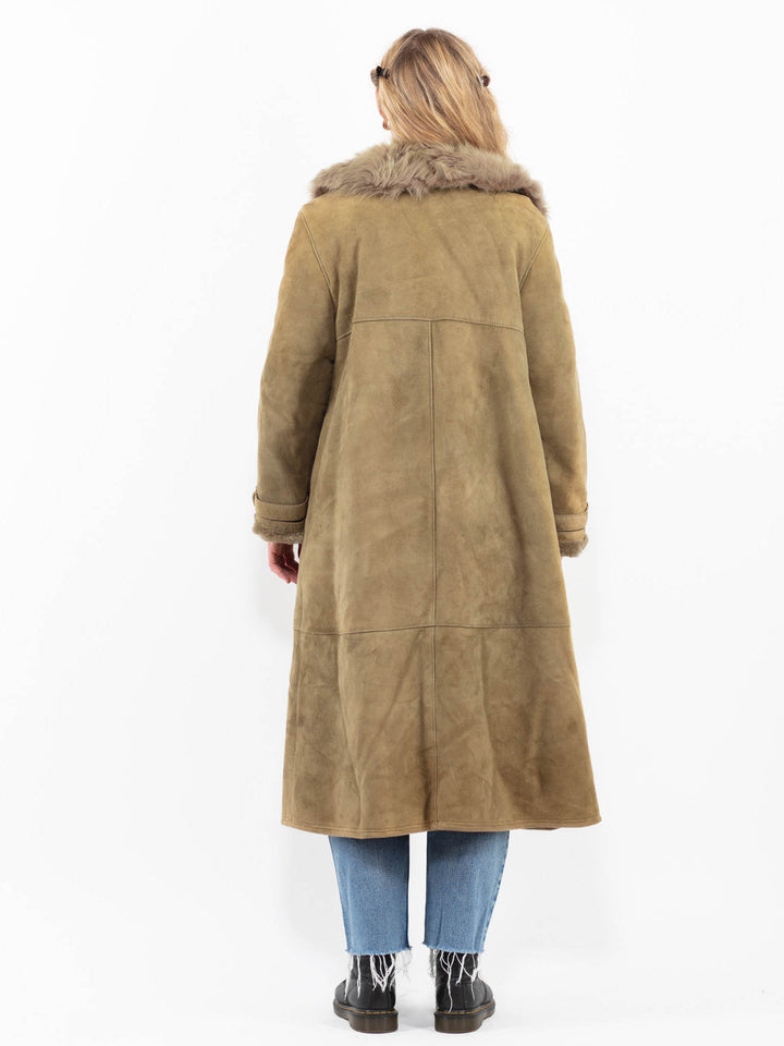 Vintage 70's Women Sheepskin Coat in GreenA0329