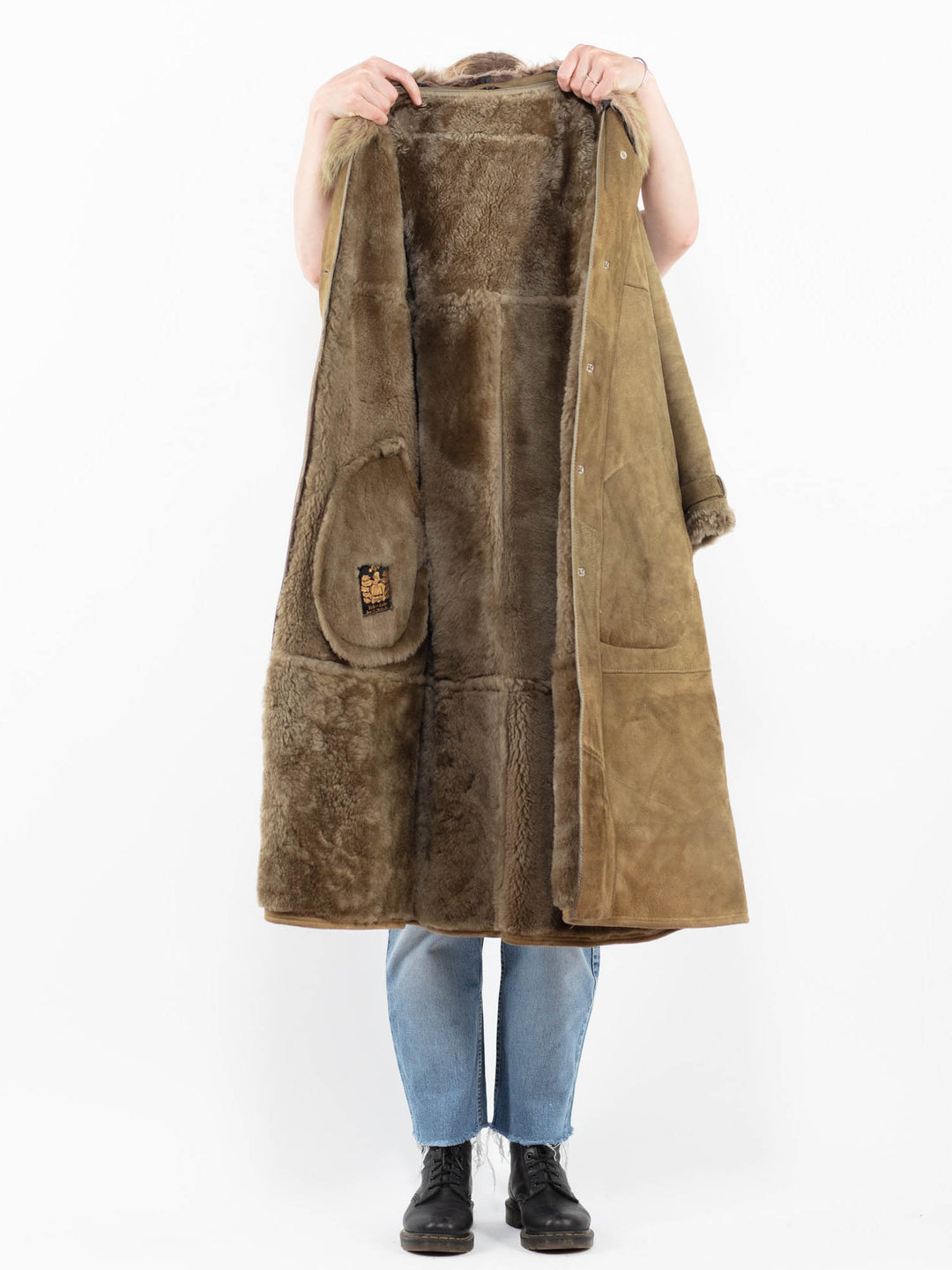 Vintage 70's Women Sheepskin Coat in GreenA0329