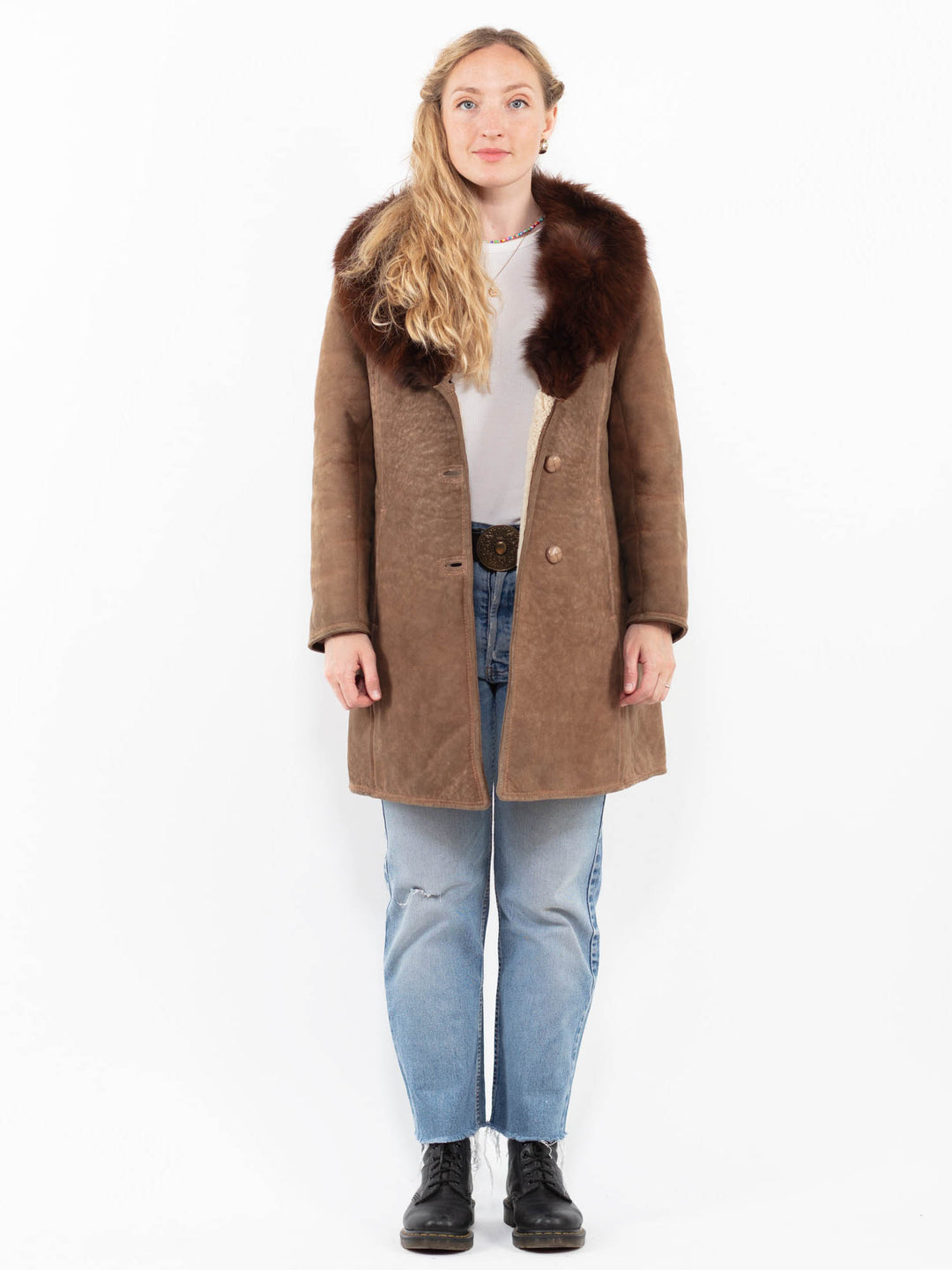Vintage 70's Women Sheepskin Coat in BrownA0330