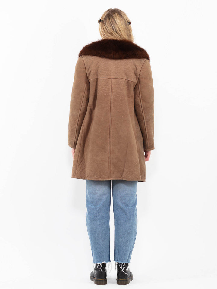 Vintage 70's Women Sheepskin Coat in BrownA0330