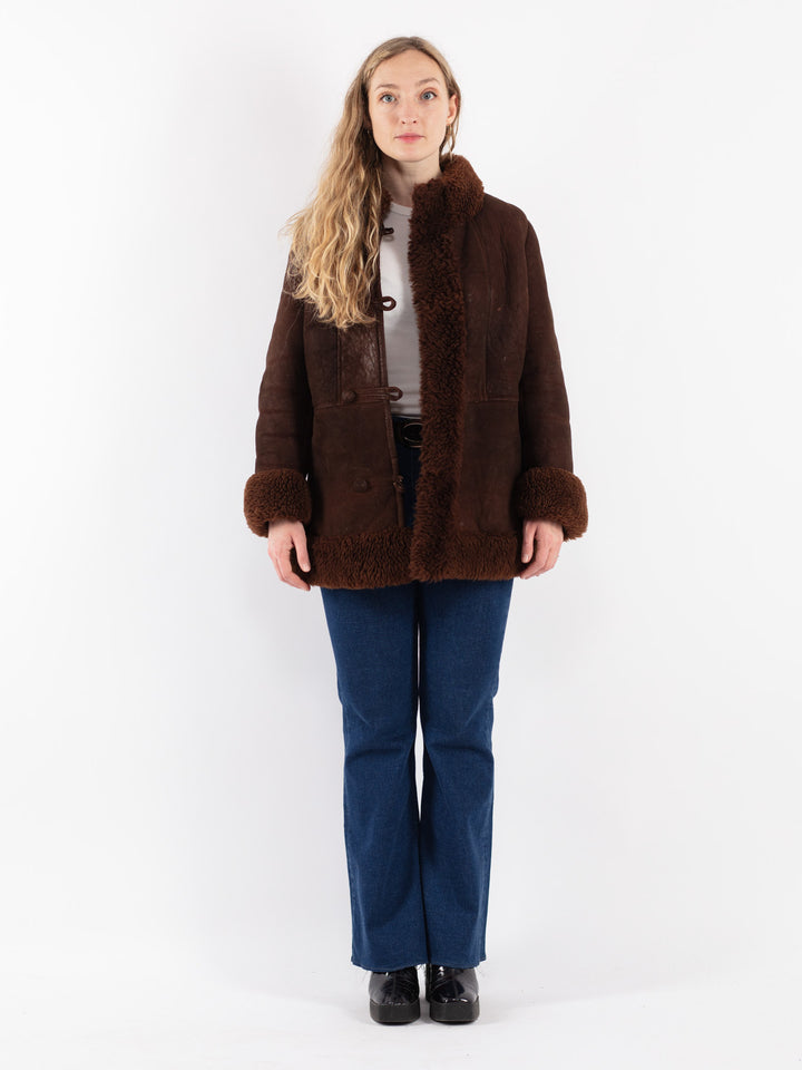 Vintage 70's Women Sheepskin Coat in BrownV8811