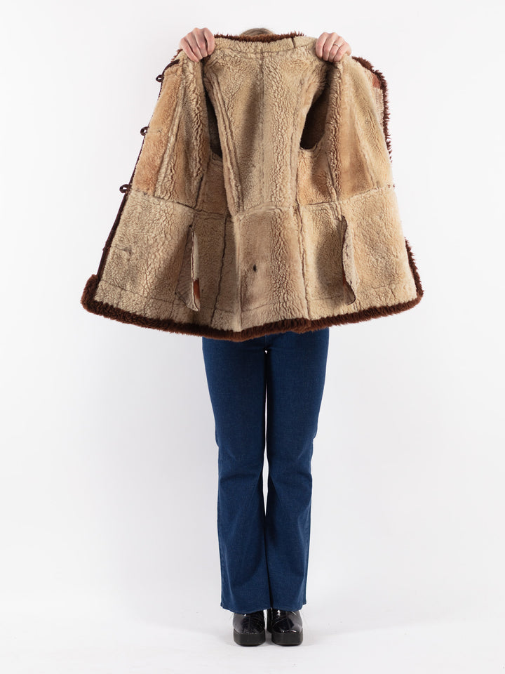 Vintage 70's Women Sheepskin Coat in BrownV8811