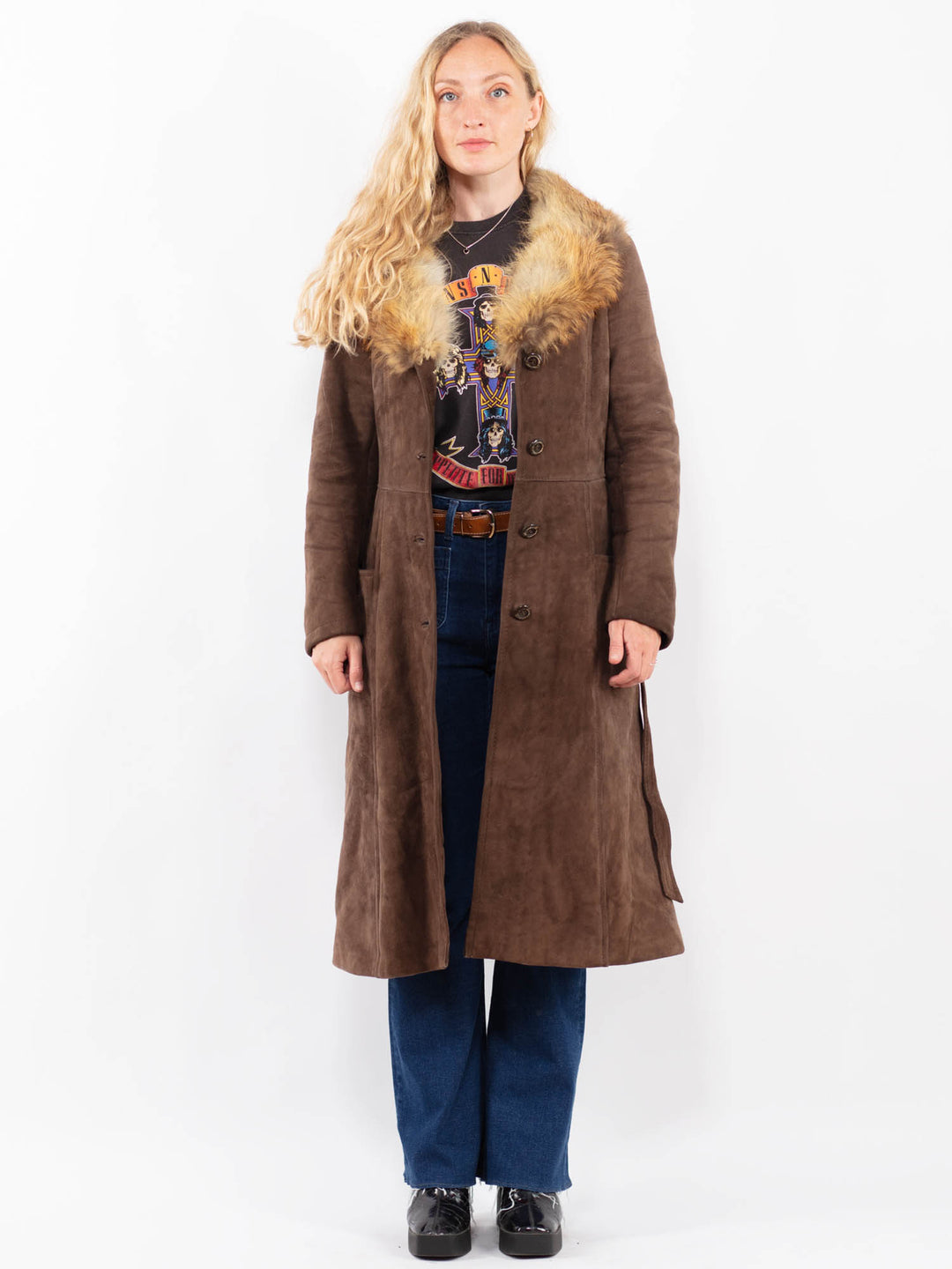 Vintage 70's Women Sheepskin Coat in BrownA0451