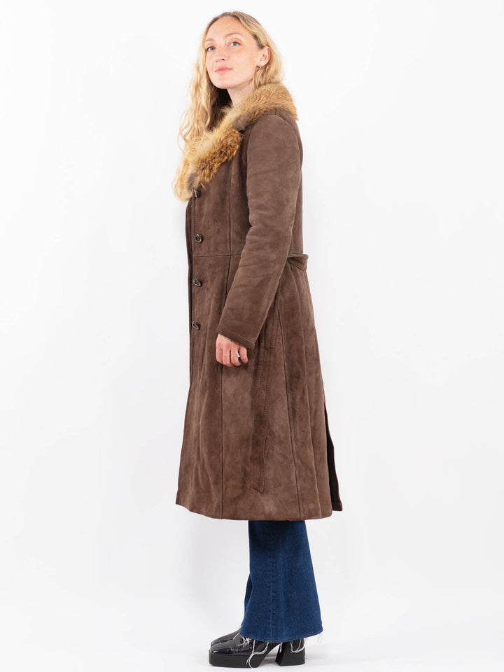Vintage 70's Women Sheepskin Coat in BrownA0451