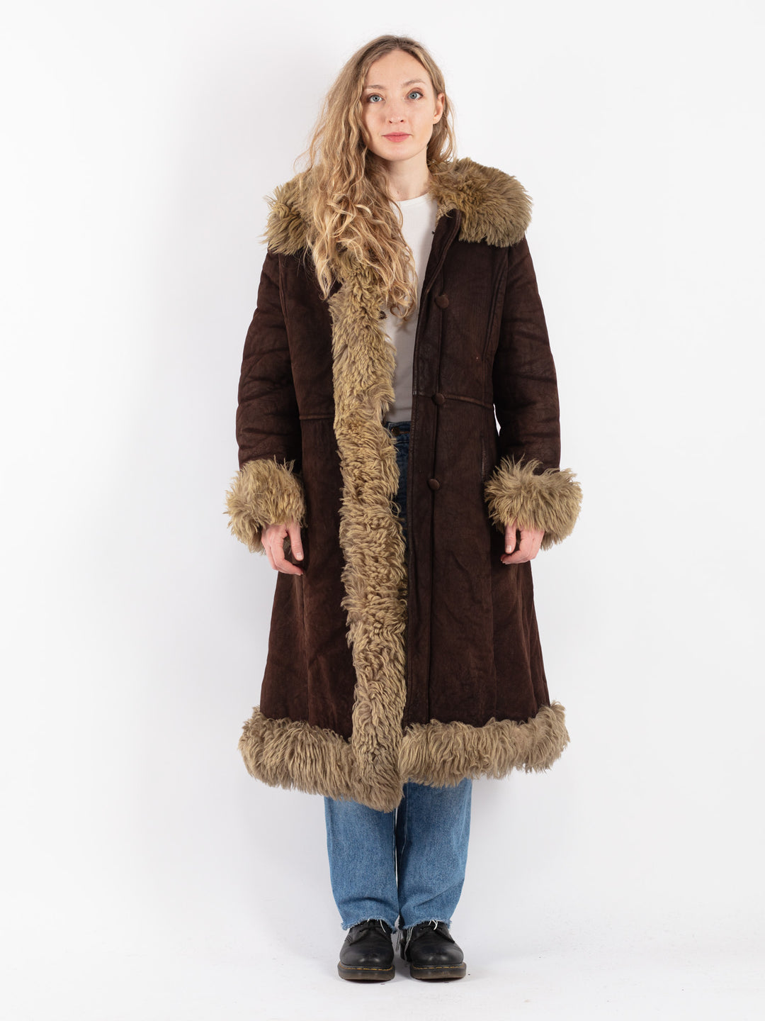 Vintage 70's Women Sheepskin Coat in BrownV9084