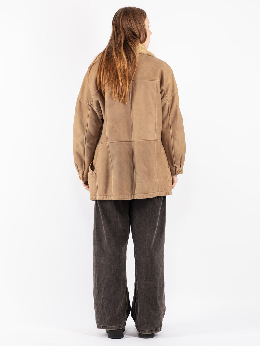 Vintage 70's Women Sheepskin Coat in Beige