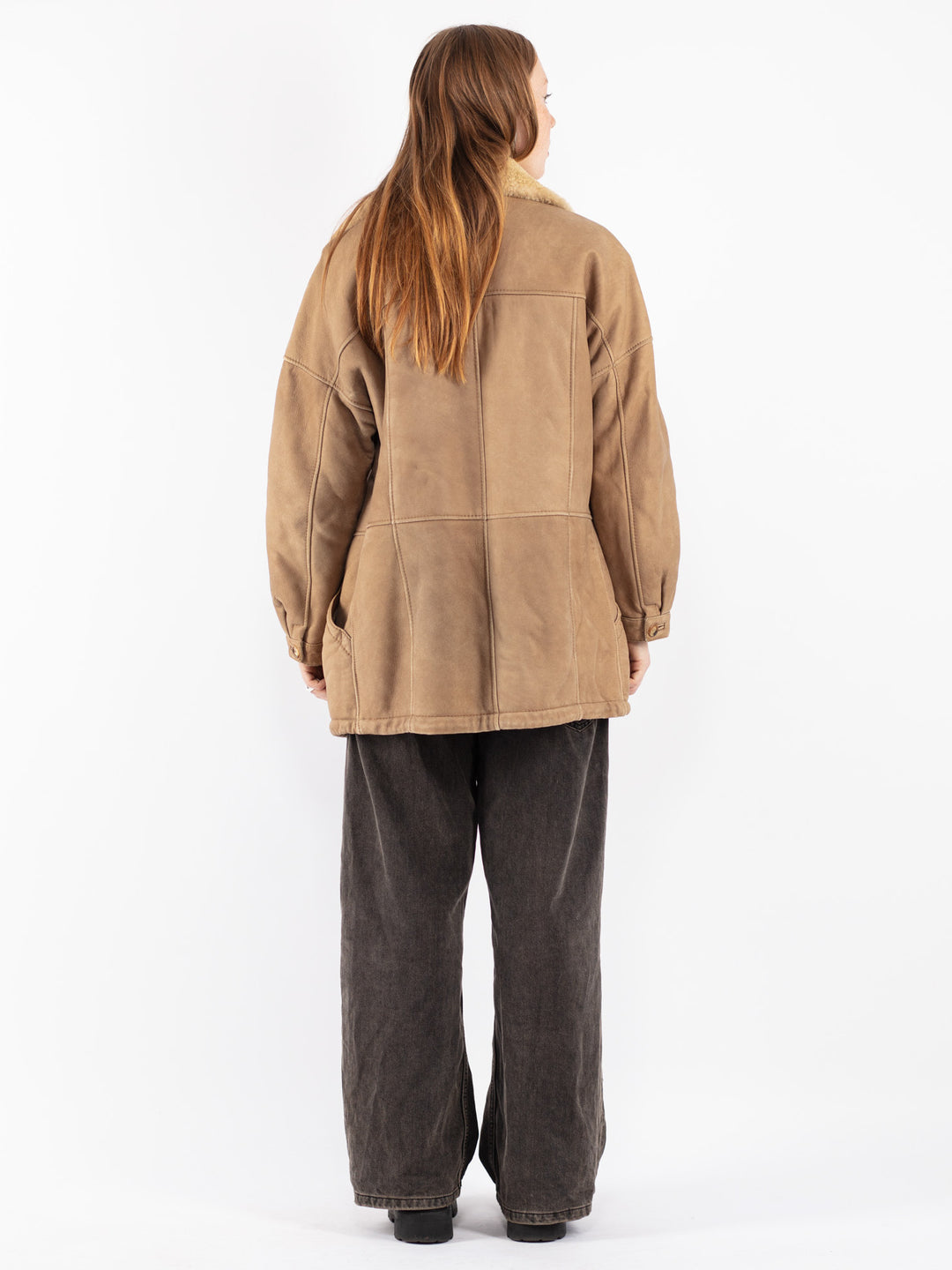 Vintage 70's Women Sheepskin Coat in Beige