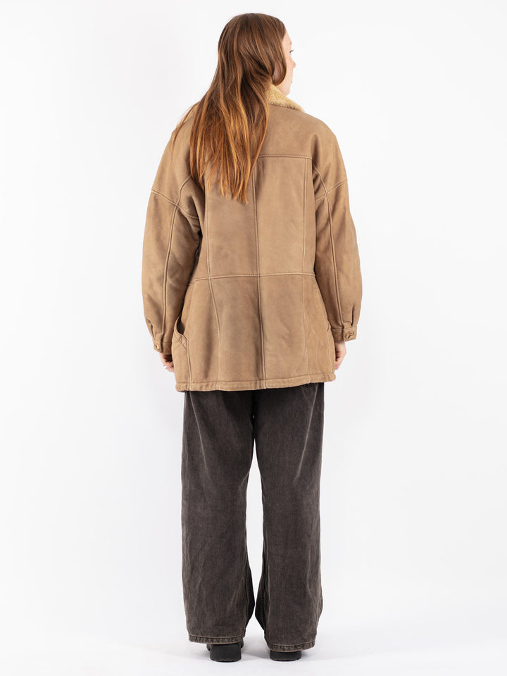 Vintage 70's Women Sheepskin Coat in Beige