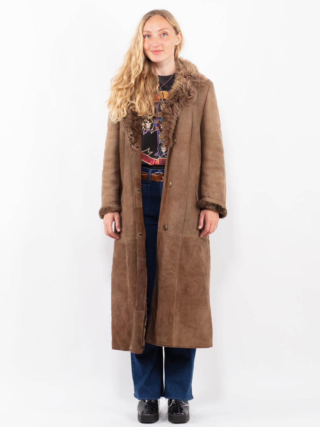 Vintage 70's Women Sheepskin Coat in BrownA0468