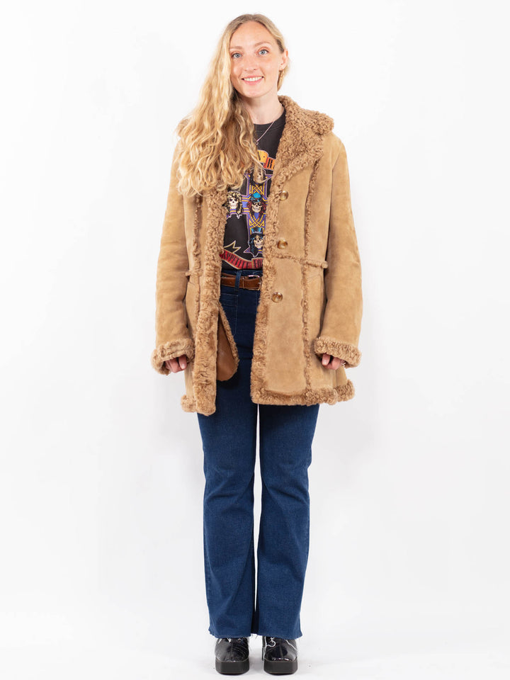 Vintage 70's Women Sheepskin Coat in BeigeA0469