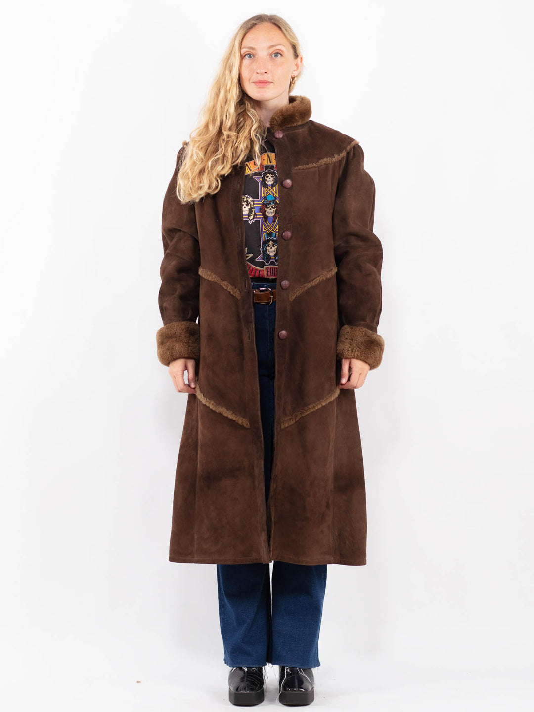 Vintage 70's Women Sheepskin Coat in BrownA0474