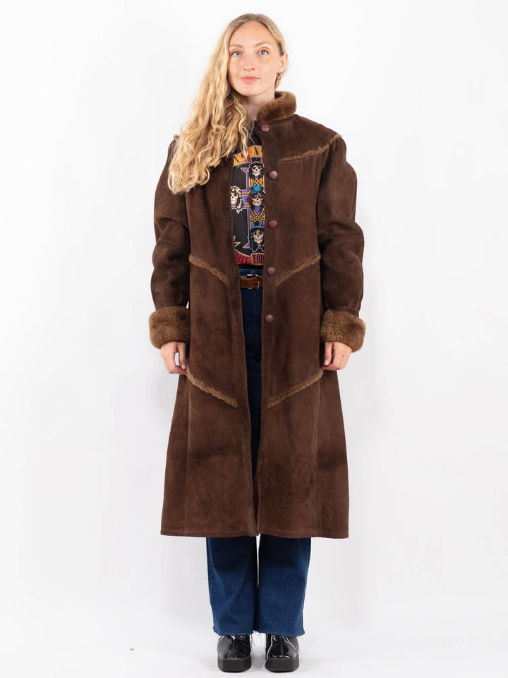 Vintage 70's Women Sheepskin Coat in BrownA0474