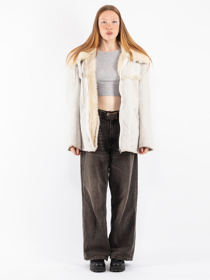 Vintage 70's Women Sheepskin Coat in Beige