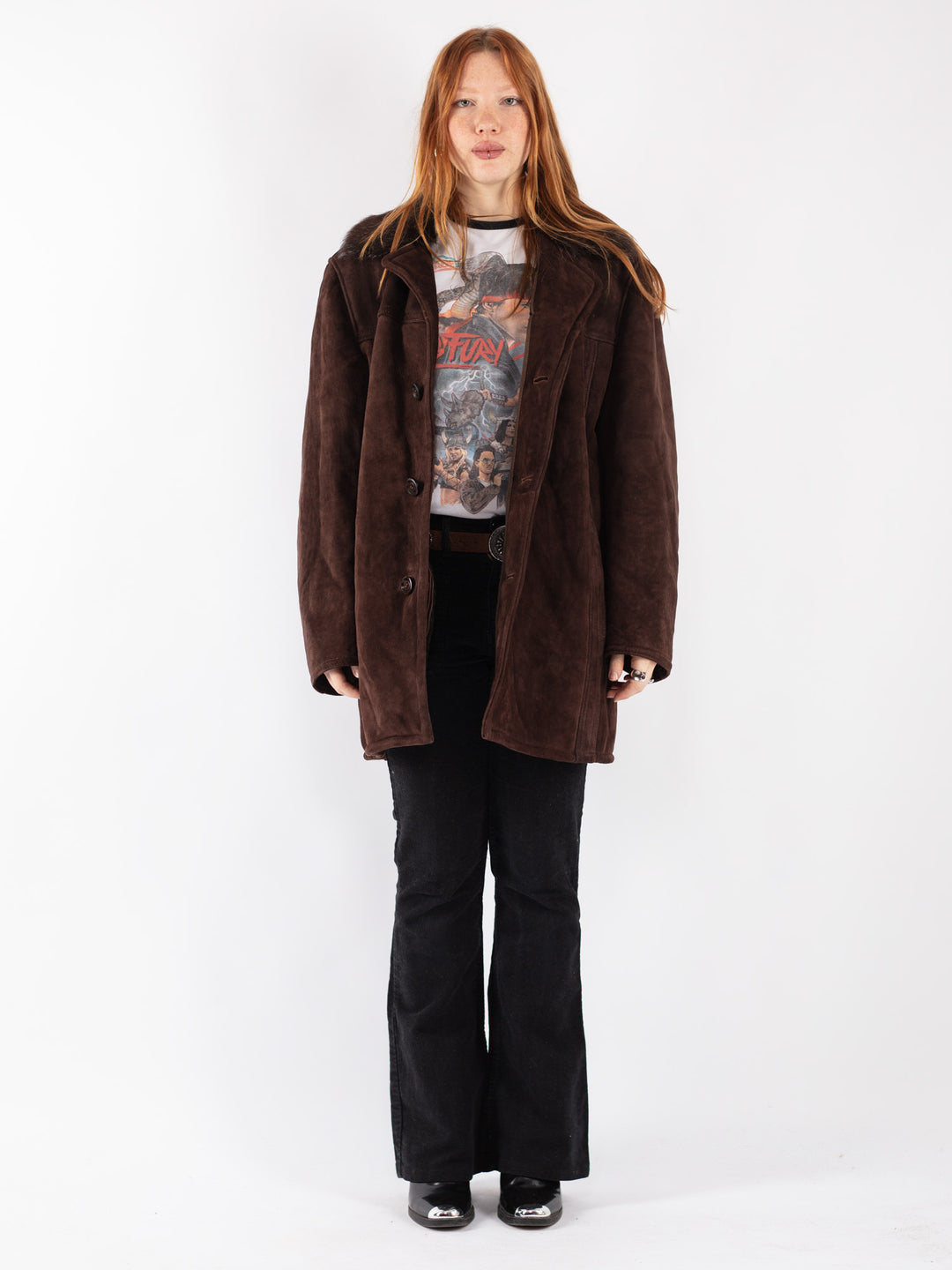 Vintage 70's Women Sheepskin Coat in Brown