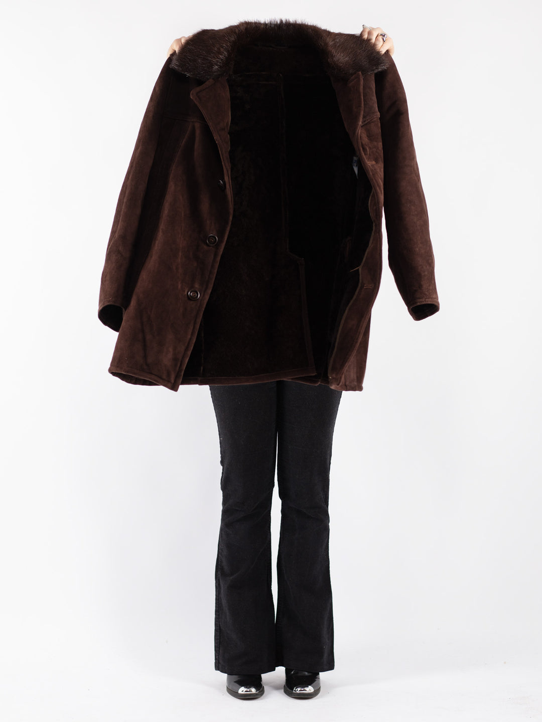 Vintage 70's Women Sheepskin Coat in Brown