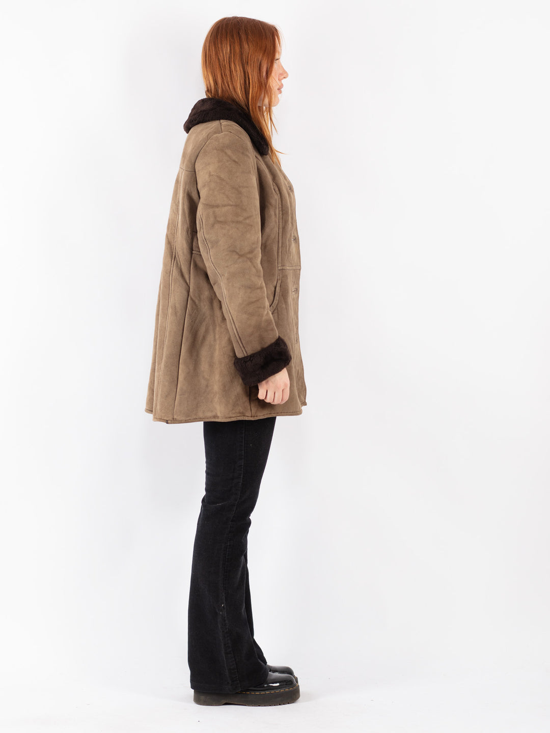 Vintage 70's Women Sheepskin Coat in Beige