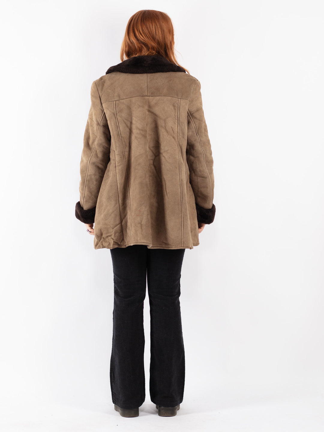 Vintage 70's Women Sheepskin Coat in Beige