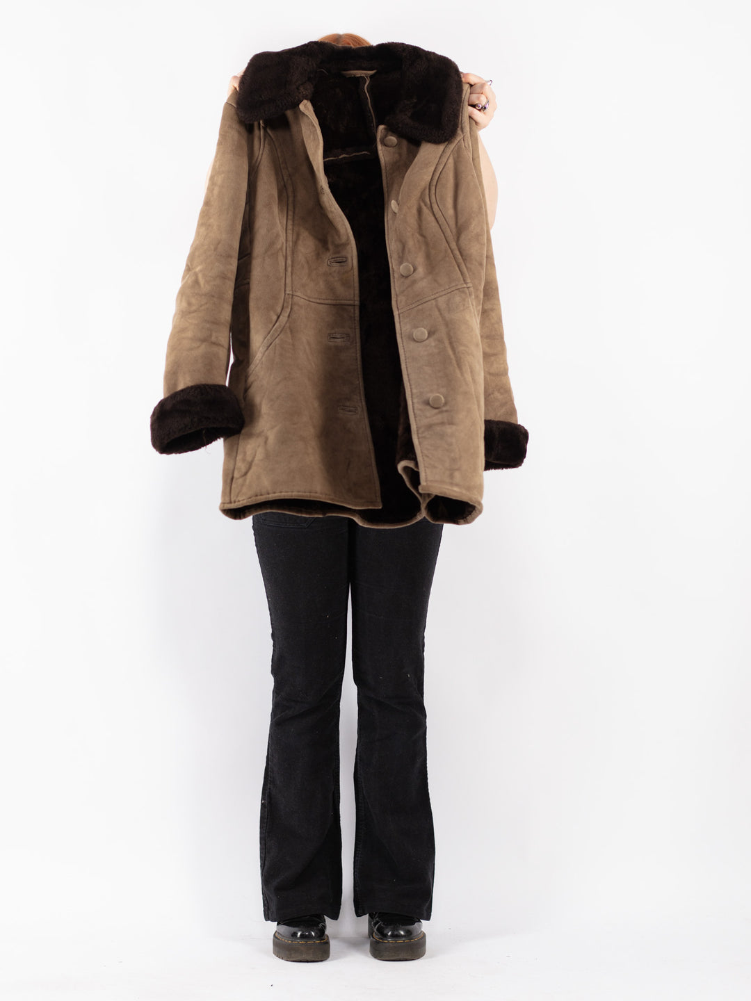 Vintage 70's Women Sheepskin Coat in Beige