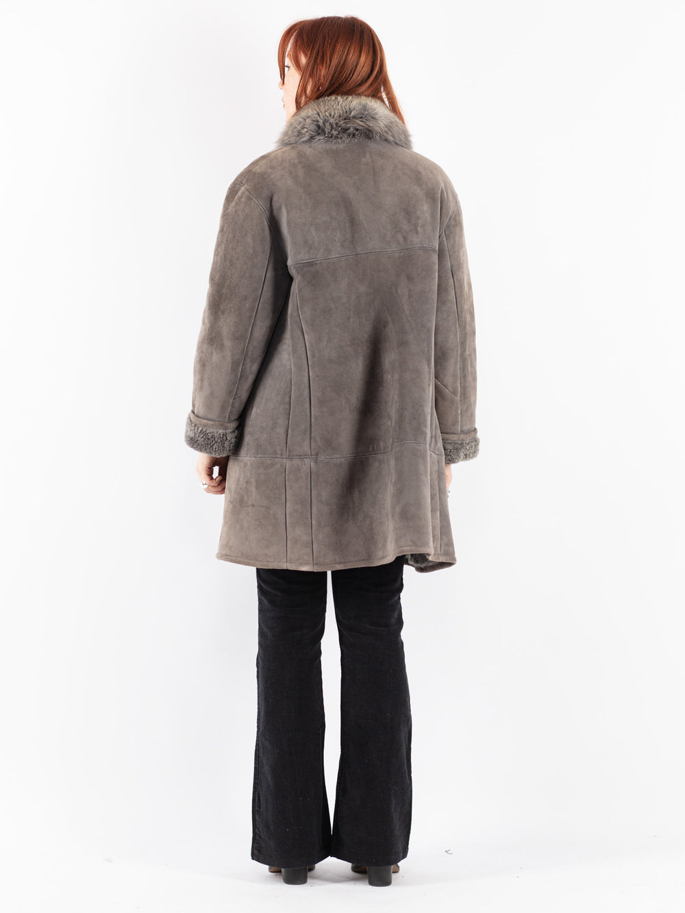 Vintage 70's Women Sheepskin Coat in Gray