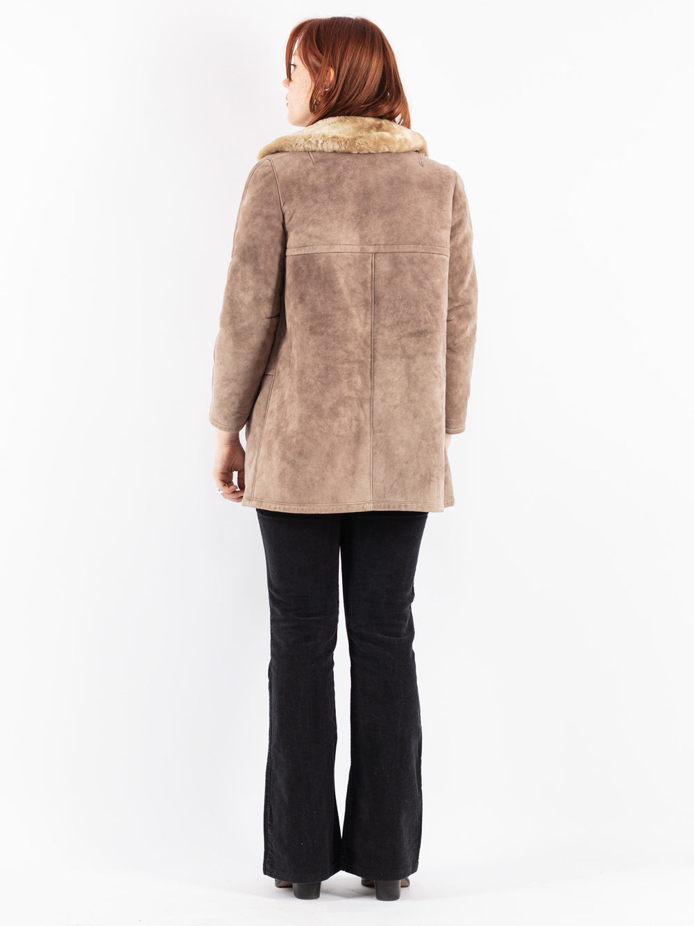 Vintage 70's Women Sheepskin Coat in Beige