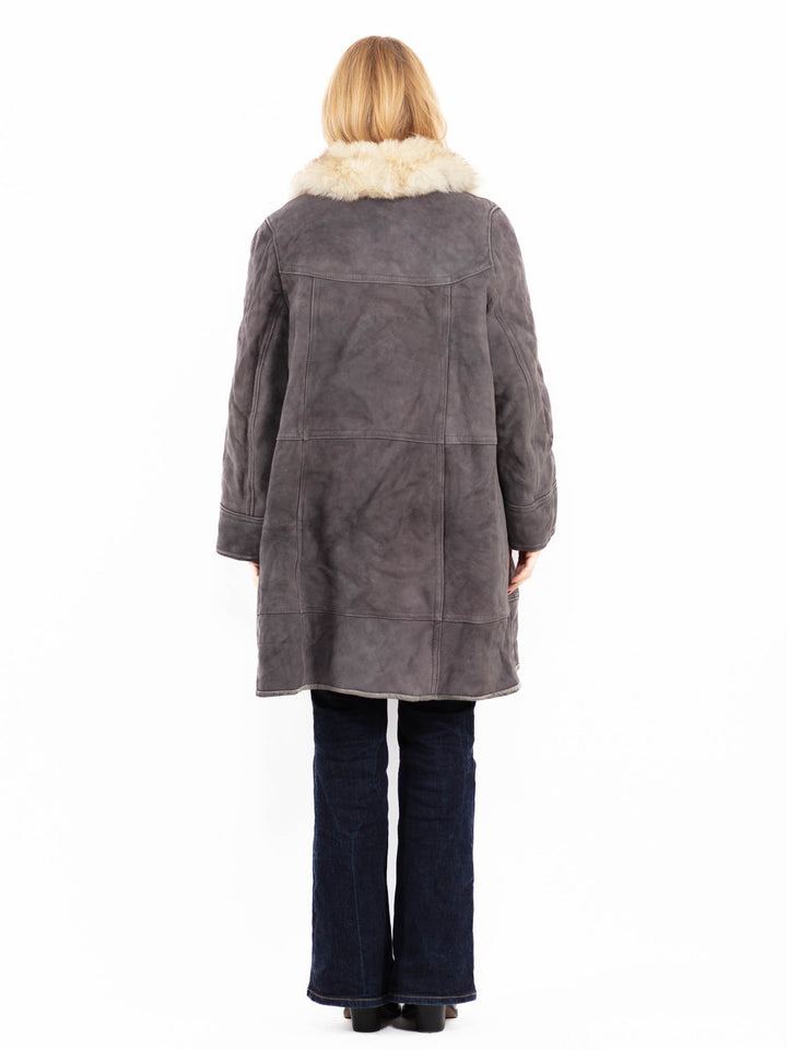 Vintage 70's Penny Lane Sheepskin Coat in Gray