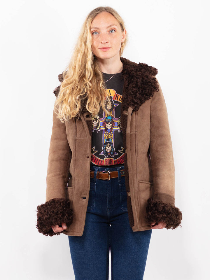 Vintage 70's Women Sheepskin Jacket in BrownA0414