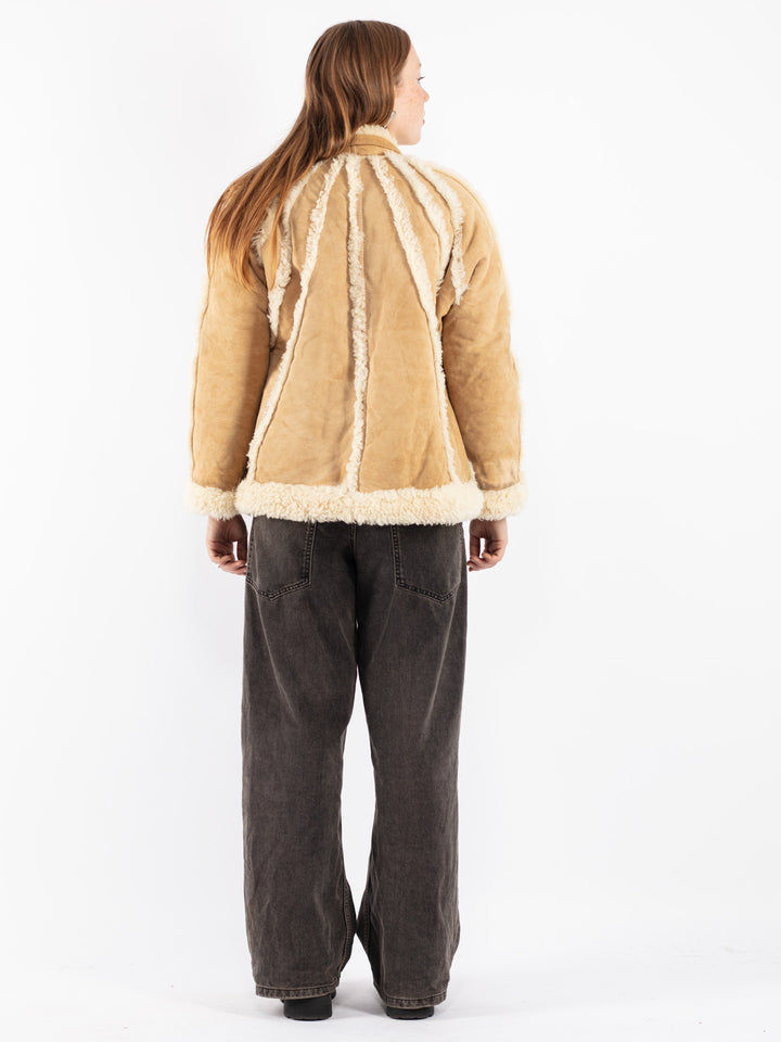 Vintage 70's Women Sheepskin Jacket in Beige