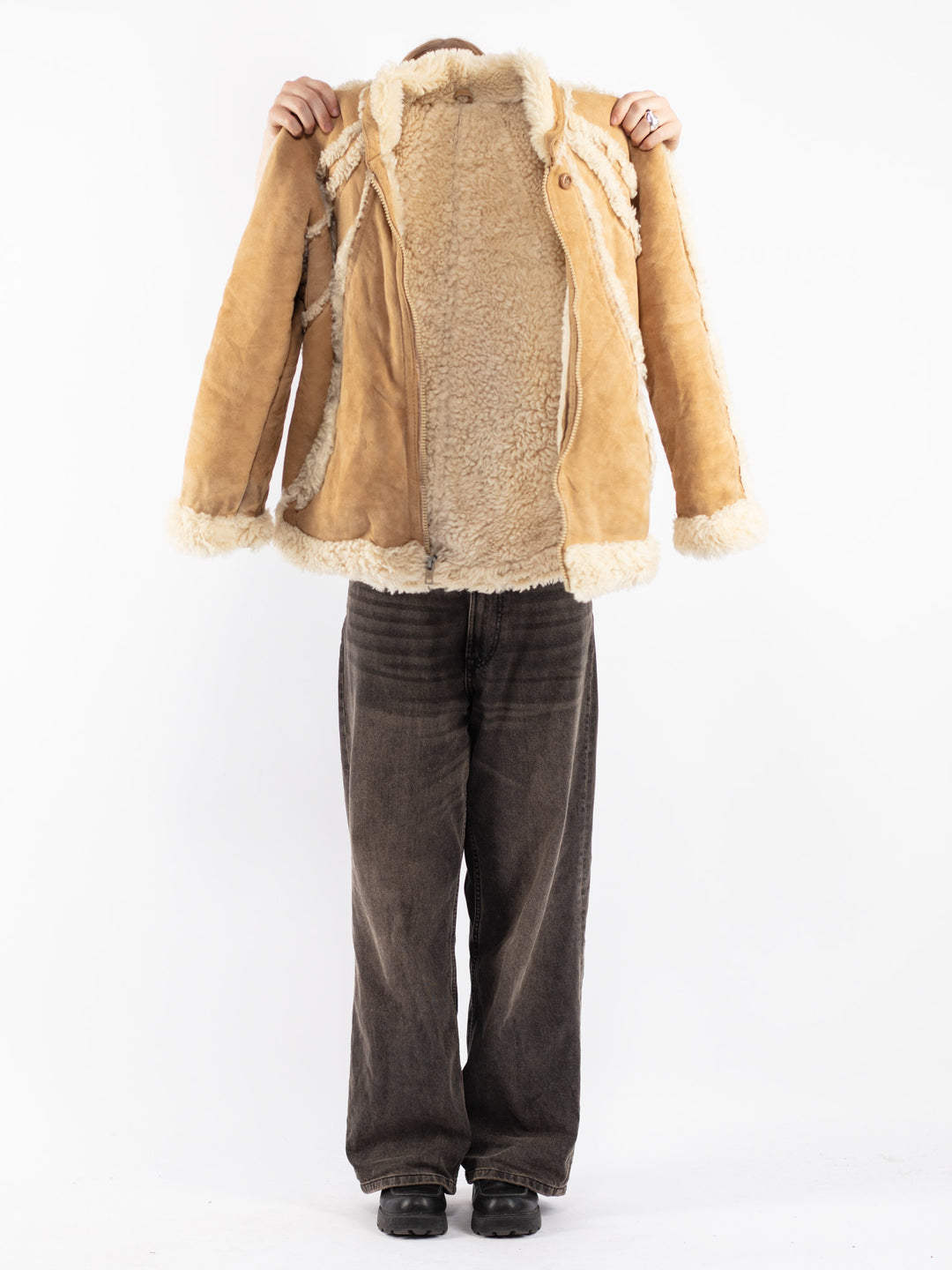 Vintage 70's Women Sheepskin Jacket in Beige