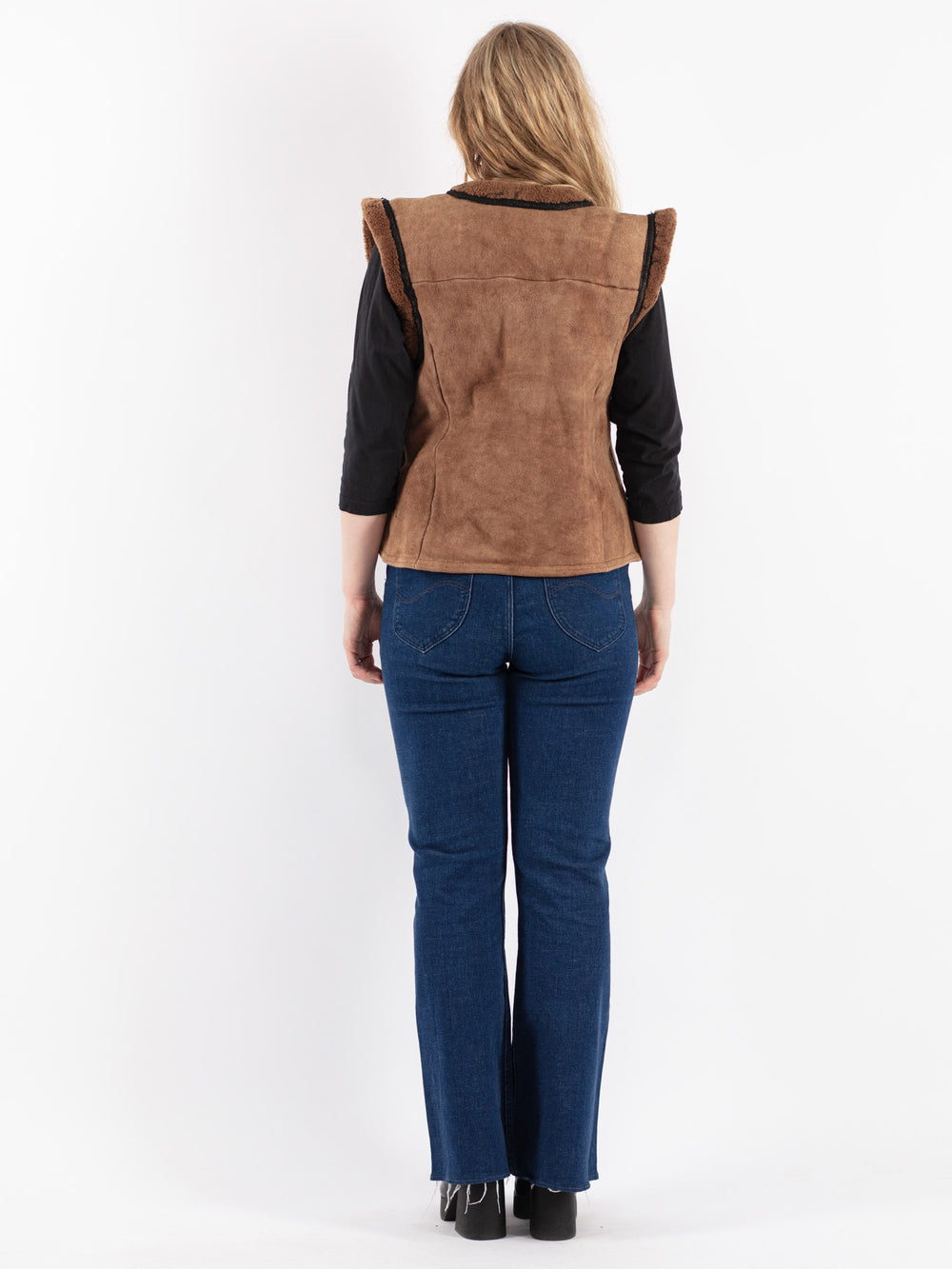 Vintage 70's Women Sheepskin Vest in Beige