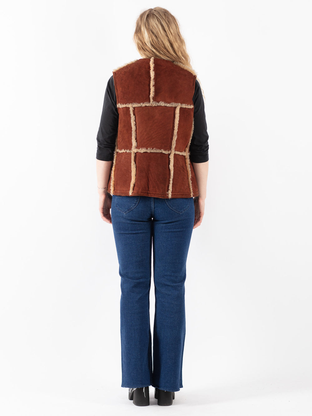 Vintage 70's Women Sheepskin Vest in Brown