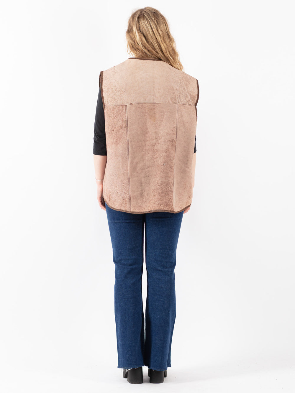 Vintage 70's Women Sheepskin Vest in Beige